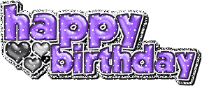 Fioletowy migający napis happy birthday